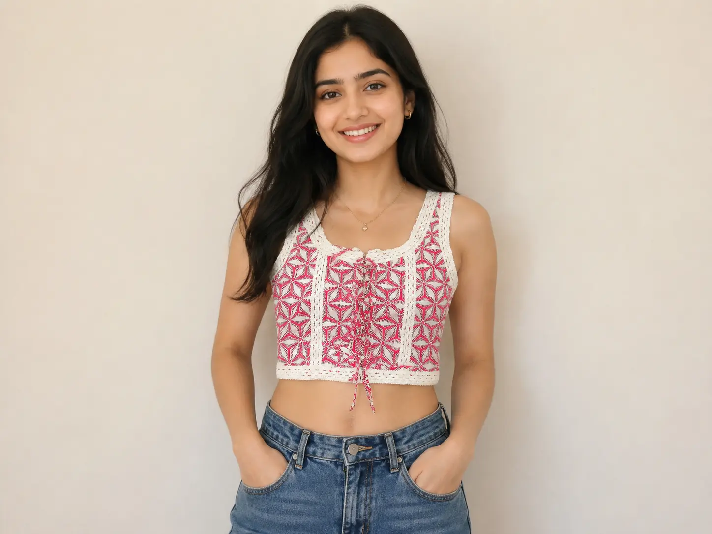 Crochet Crop Top (Pink)